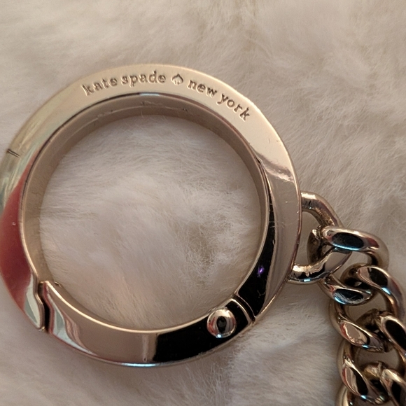 Kate Spade Glitter Card Holder Coin Purse Keychain Silver Black - Picture 5 of 5